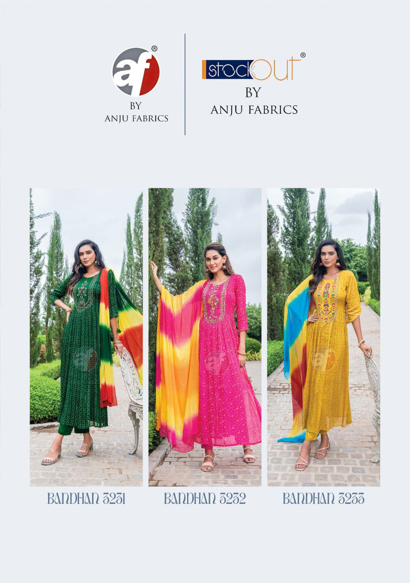 Anju Fabrics Bandhan Vol 3 Chiffon Heavy Embroidery With Beautiful Readymade Suits