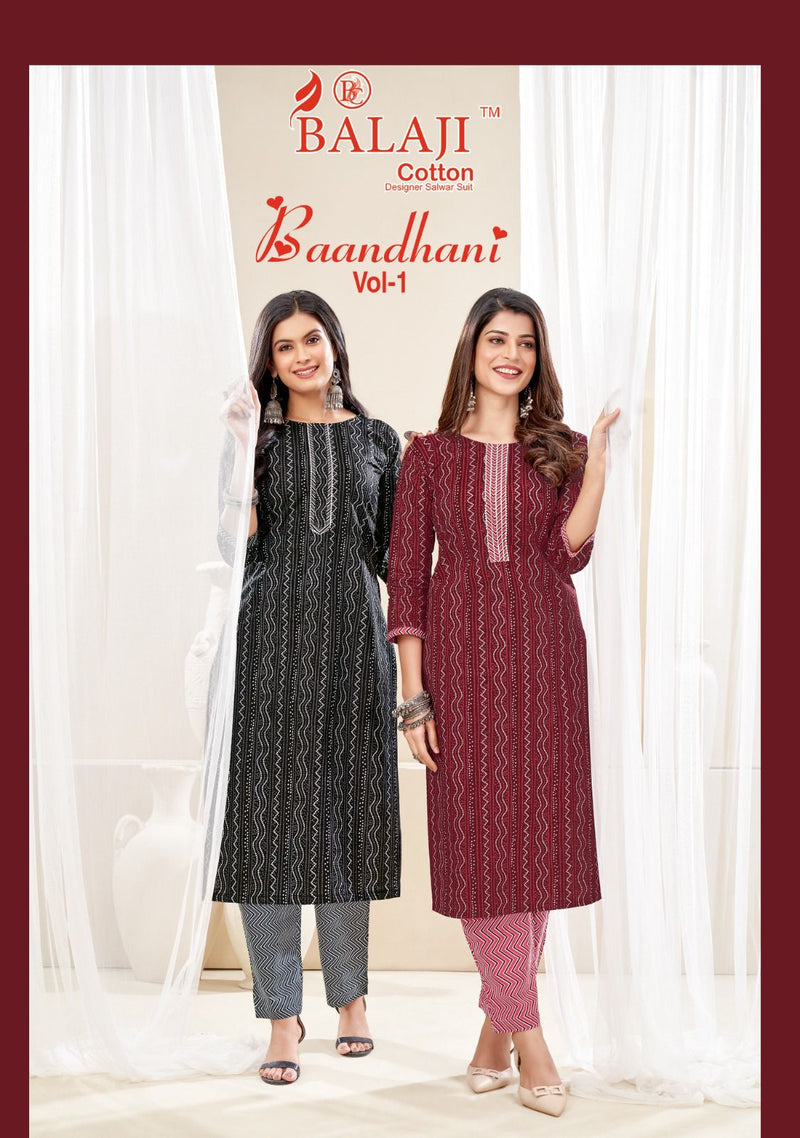 Balaji Cotton Baandhani Vol 1 Cotton Print With Tie Pattern Fancy Kurti With Bottom
