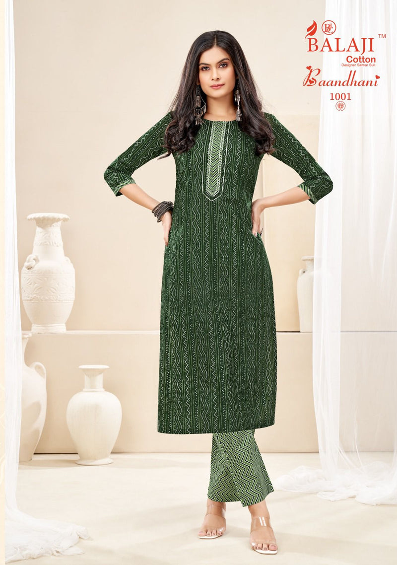 Balaji Cotton Baandhani Vol 1 Cotton Print With Tie Pattern Fancy Kurti With Bottom