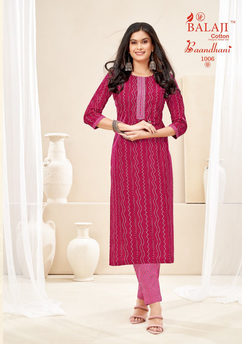 Balaji Cotton Baandhani Vol 1 Cotton Print With Tie Pattern Fancy Kurti With Bottom