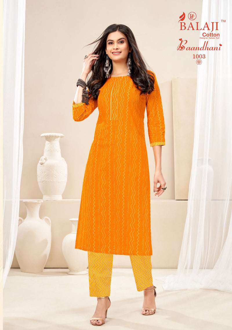 Balaji Cotton Baandhani Vol 1 Cotton Print With Tie Pattern Fancy Kurti With Bottom