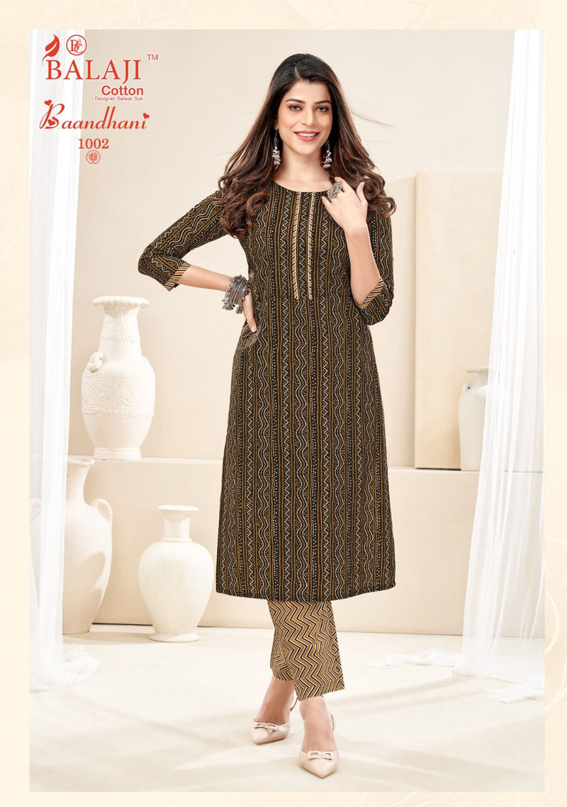 Balaji Cotton Baandhani Vol 1 Cotton Print With Tie Pattern Fancy Kurti With Bottom