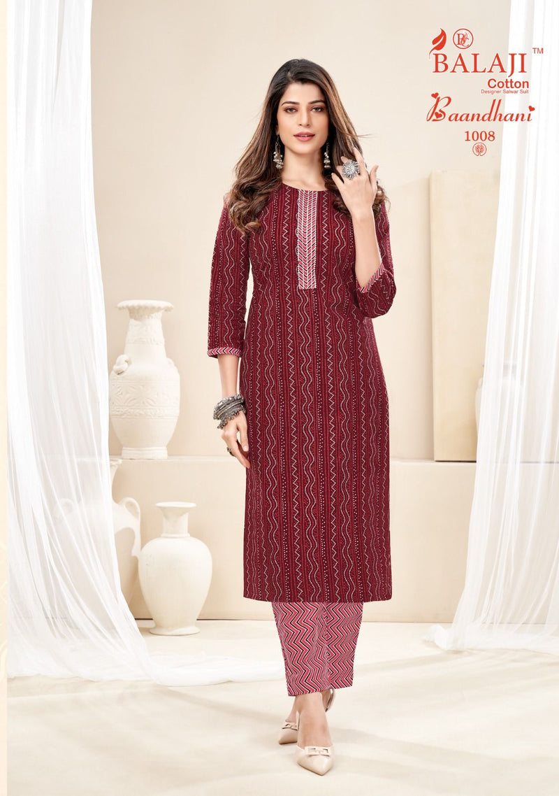 Balaji Cotton Baandhani Vol 1 Cotton Print With Tie Pattern Fancy Kurti With Bottom