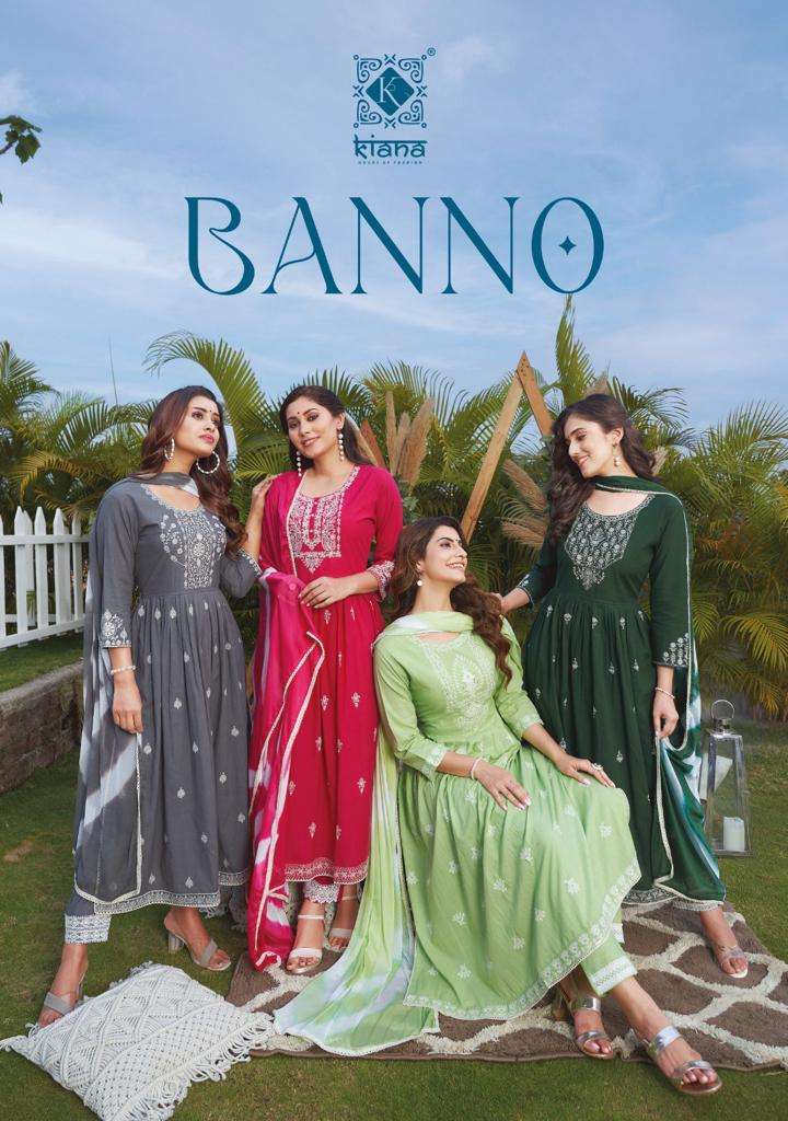 Kiana House Of Fashion Banno Cotton Thered & Embroidery Designer Kurti Combo Set