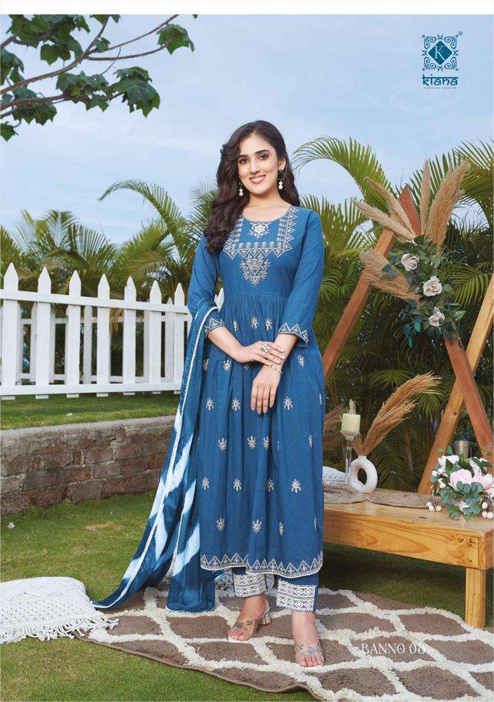 Kiana House Of Fashion Banno Cotton Thered & Embroidery Designer Kurti Combo Set