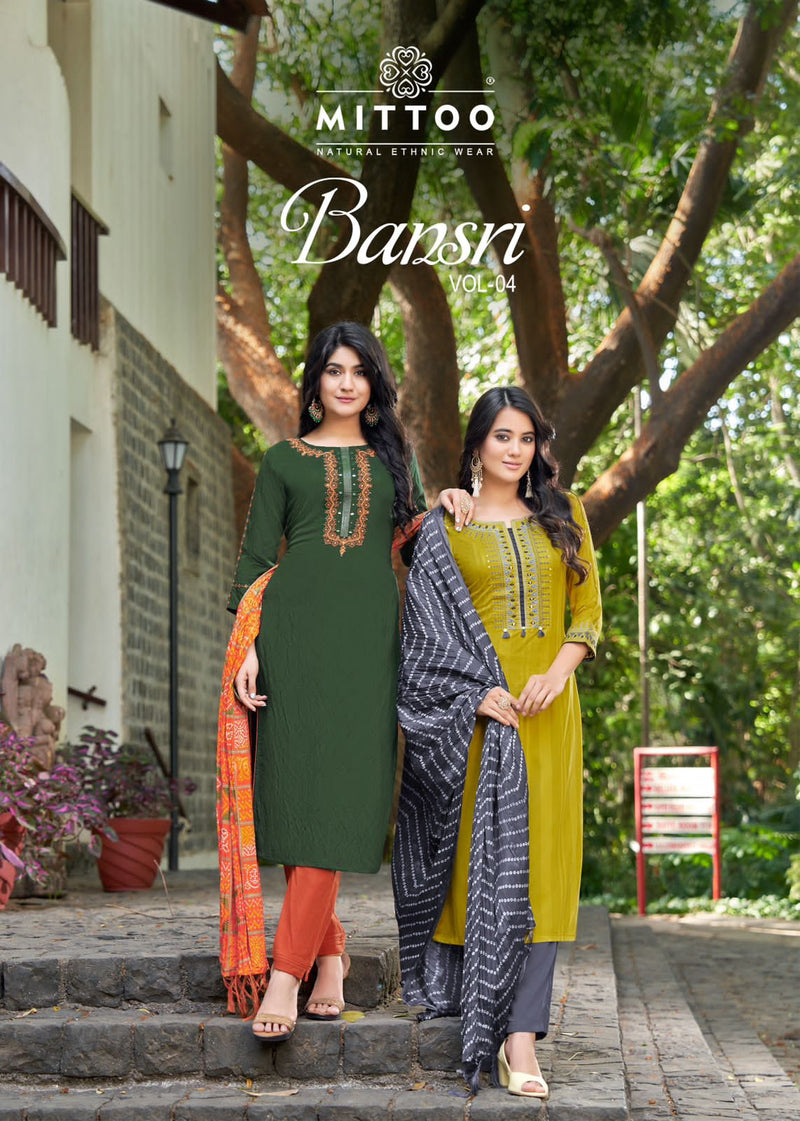 Mittoo Bansri Vol 4 Rayon Handwork Designer Fancy Kurti Collection