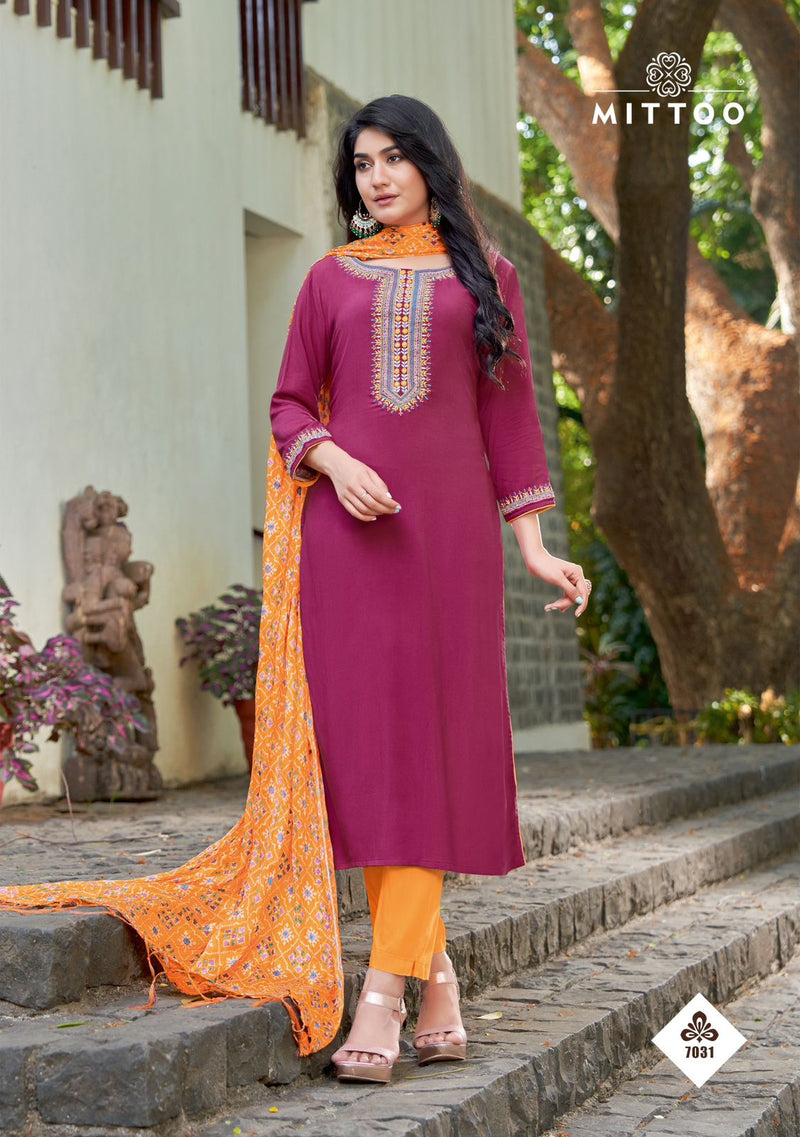 Mittoo Bansri Vol 4 Rayon Handwork Designer Fancy Kurti Collection