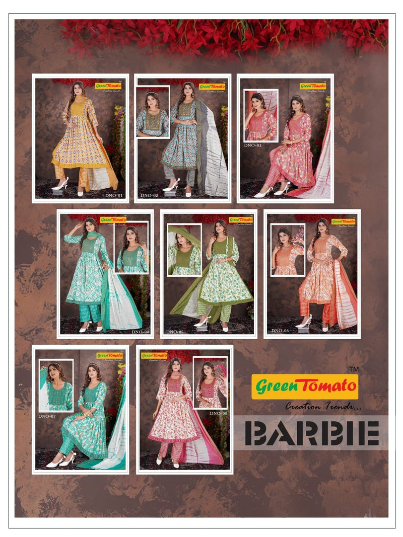 Green Tomato Barbie Vol 1 Rayon Nayra Style Designer Kurtis