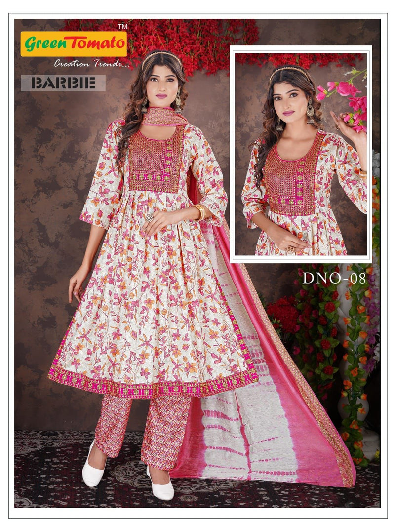 Green Tomato Barbie Vol 1 Rayon Nayra Style Designer Kurtis