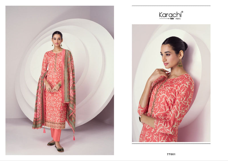 Kesar Karachi Prints Batik Lawn Cotton Print With Embroidery Work Salwar Suit