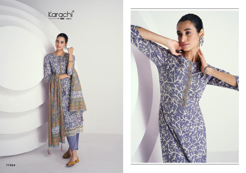 Kesar Karachi Prints Batik Lawn Cotton Print With Embroidery Work Salwar Suit