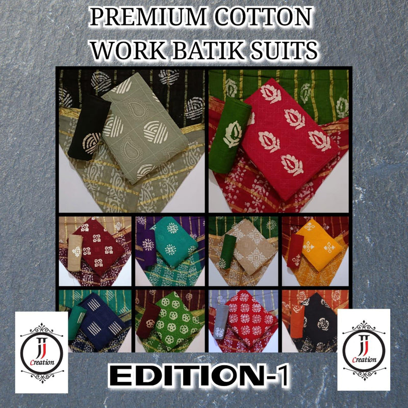 Jj Creation Premium Cotton Work Batik Suits Edition Vol 1 Cambric Cotton Dress