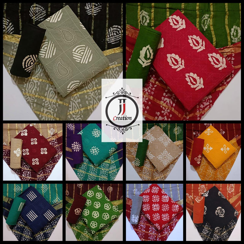 Jj Creation Premium Cotton Work Batik Suits Edition Vol 1 Cambric Cotton Dress