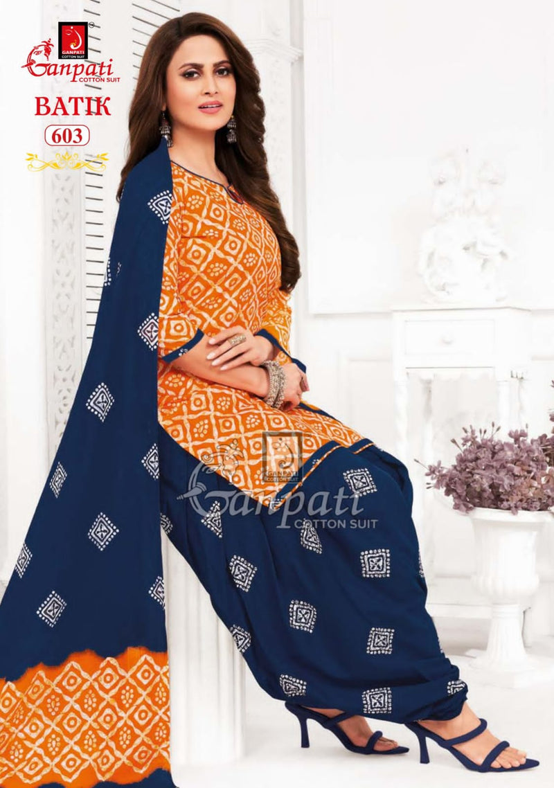 Ganpati Batik Vol 6 Cotton Printed Patiyala Salwar Suits Work Salwar Kameez