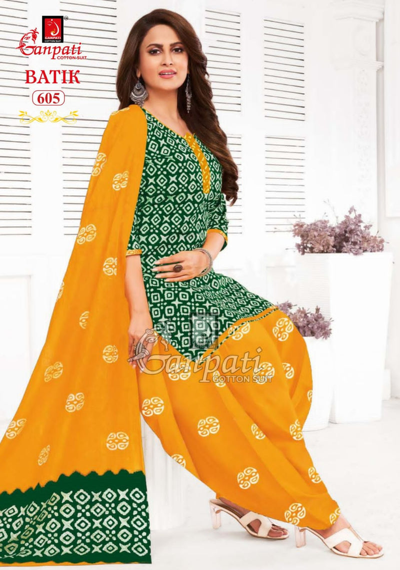 Ganpati Batik Vol 6 Cotton Printed Patiyala Salwar Suits Work Salwar Kameez