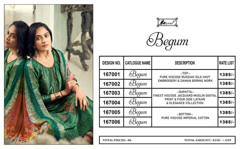 Kesar Begum Pure Viscose Russian Silk Heavy Embroidery Daman Boring Work Fancy Partywear Salwar Suits