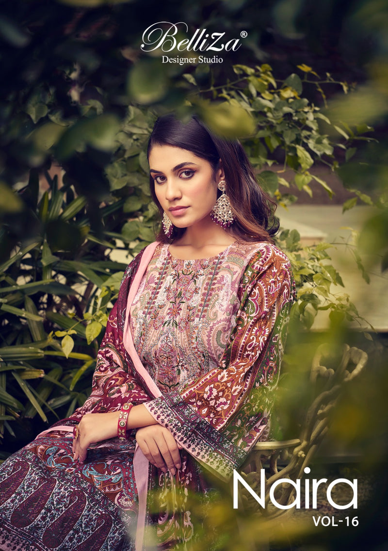 Belliza Designer Naira Vol 16 Cotton Digital Print Embroidery Suits