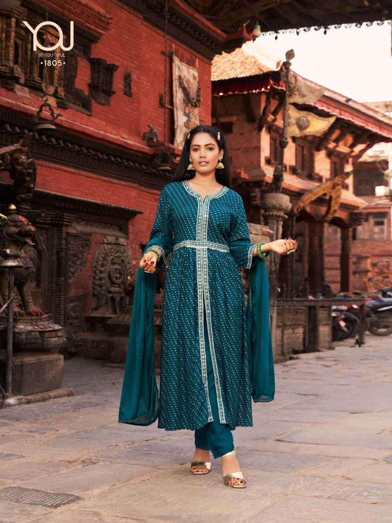 Wanna Biba Rayon Prints Fancy Designer Alia Cut Style Kurti Combo Set