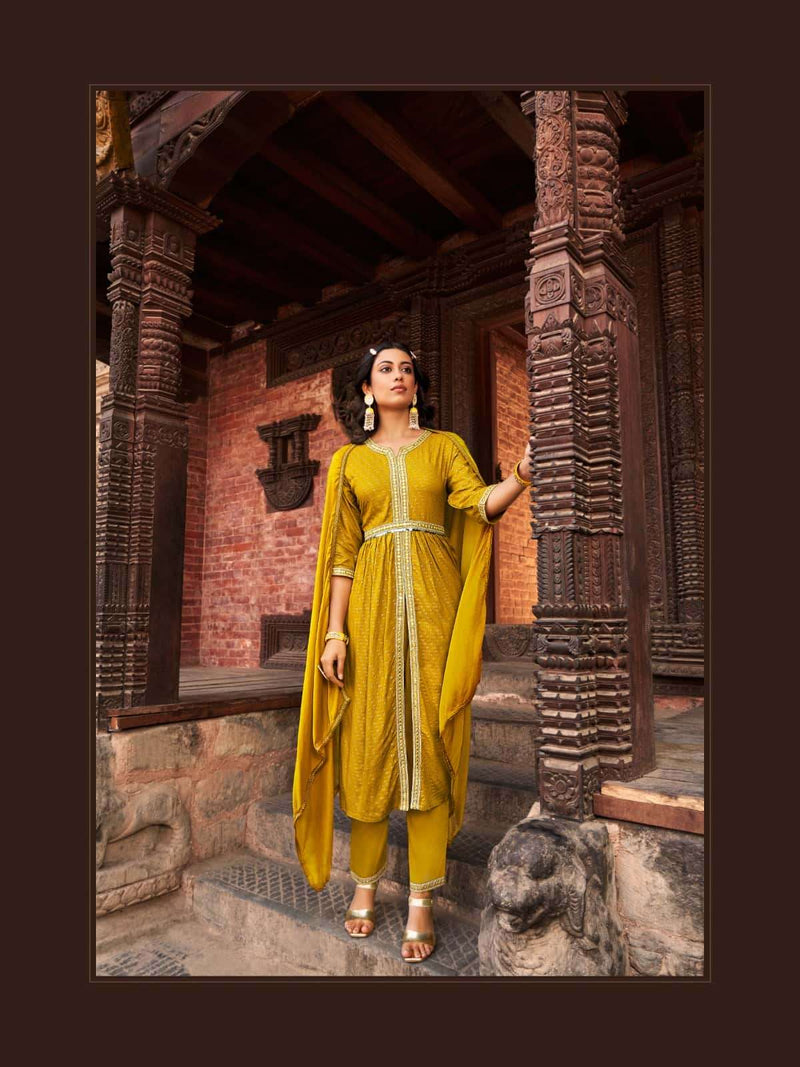 Wanna Biba Rayon Prints Fancy Designer Alia Cut Style Kurti Combo Set