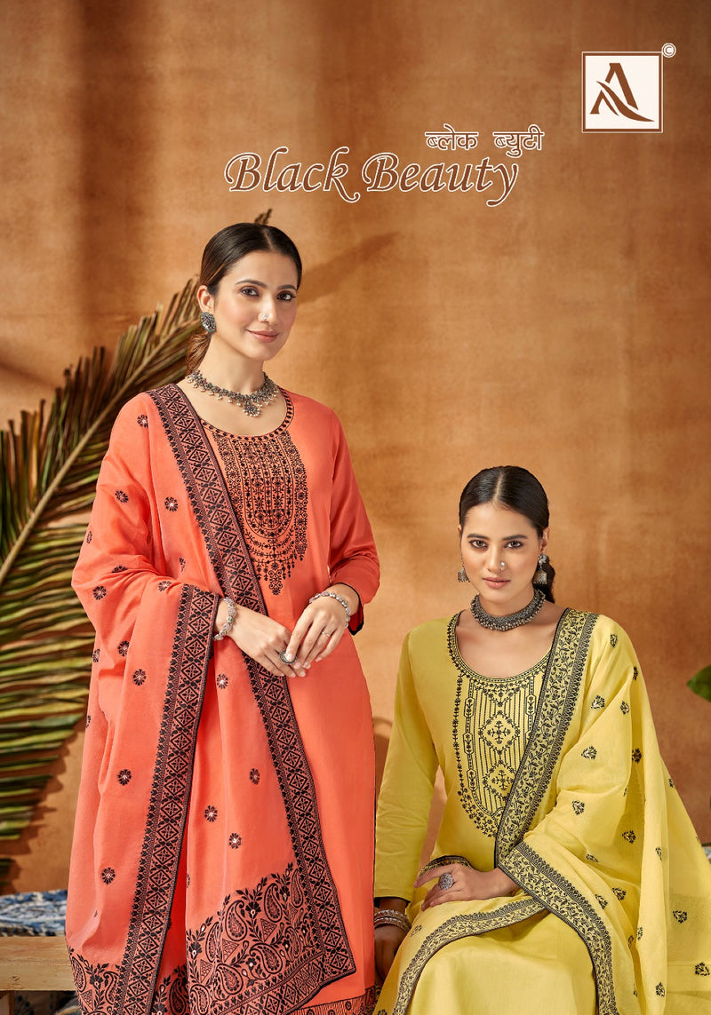 Alok Suits Black Beauty Jam Cotton With Fancy Thread Work Designer Suits