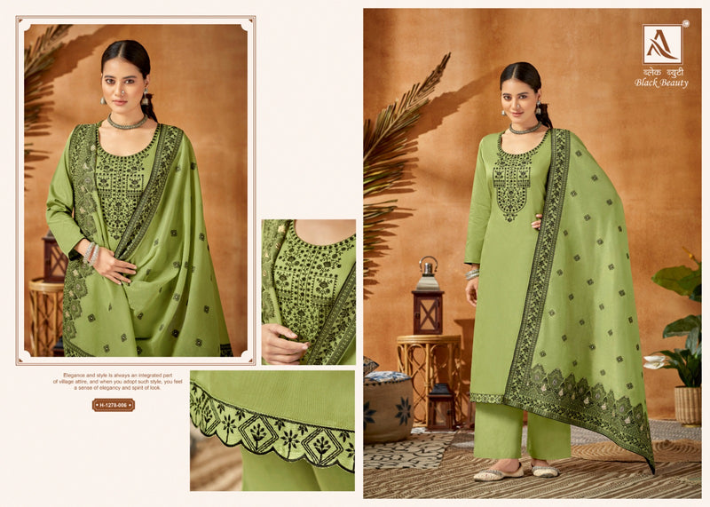 Alok Suits Black Beauty Jam Cotton With Fancy Thread Work Designer Suits