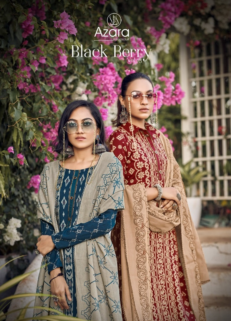 Radhika Fashion Azara Black Berry Vol 3 Cotton Fancy Designer Print Salwar Suits