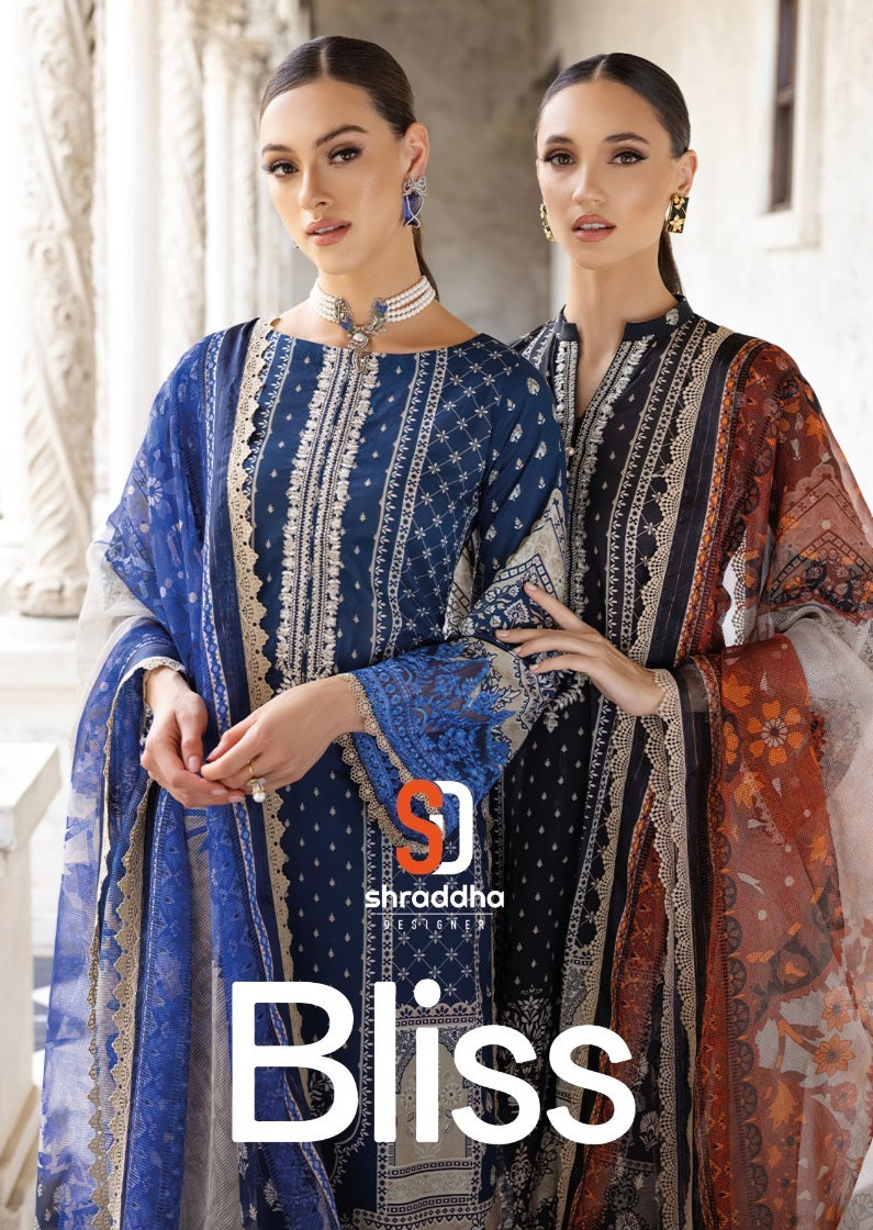 Sharaddha Designer Bliss Vol 1 Lawn Cotton With Embroidery Work Salwar Kameez