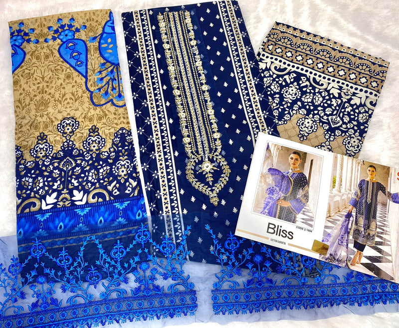 Sharaddha Designer Bliss Vol 1 Lawn Cotton With Embroidery Work Salwar Kameez