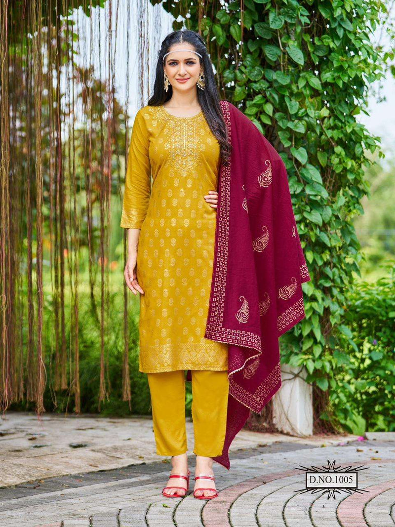 Blue Hills Jawani Viscose Foil Printed With Embroidery Work Fancy Kurti Collection