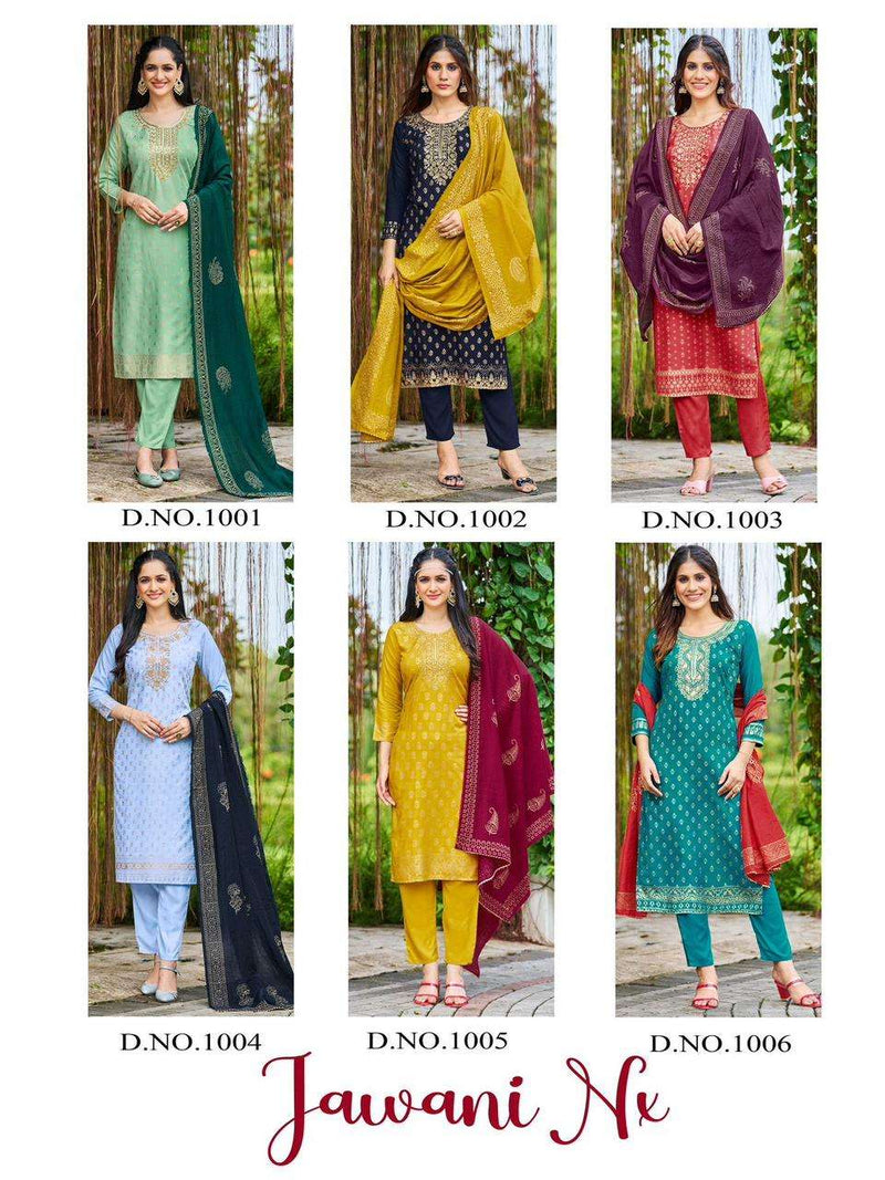 Blue Hills Jawani Viscose Foil Printed With Embroidery Work Fancy Kurti Collection