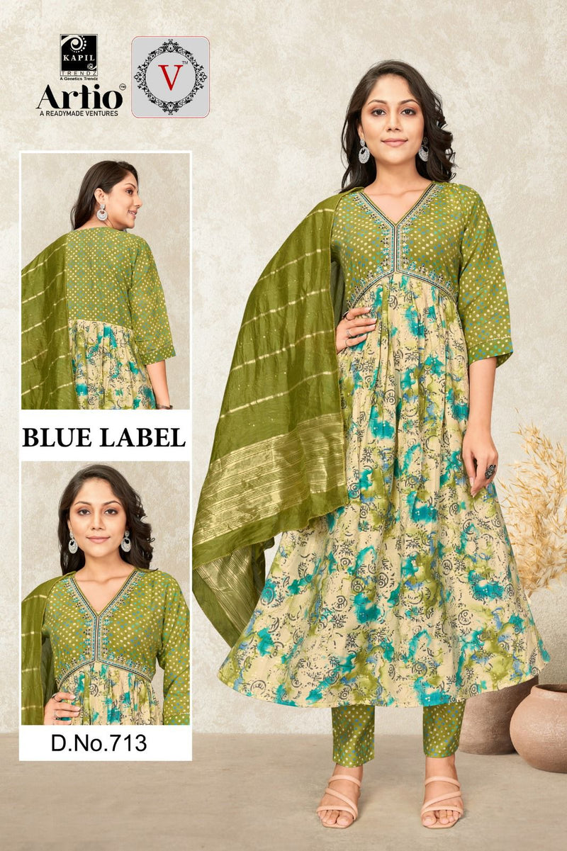 Kapil Trendz Blue Lable Modal Print With Fancy Work Alia Pattern Kurti Combo Set