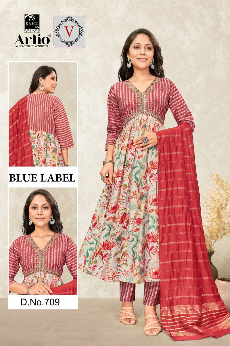 Kapil Trendz Blue Lable Modal Print With Fancy Work Alia Pattern Kurti Combo Set