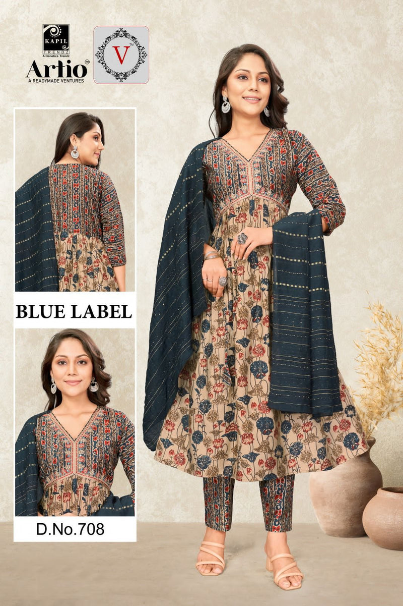 Kapil Trendz Blue Lable Modal Print With Fancy Work Alia Pattern Kurti Combo Set