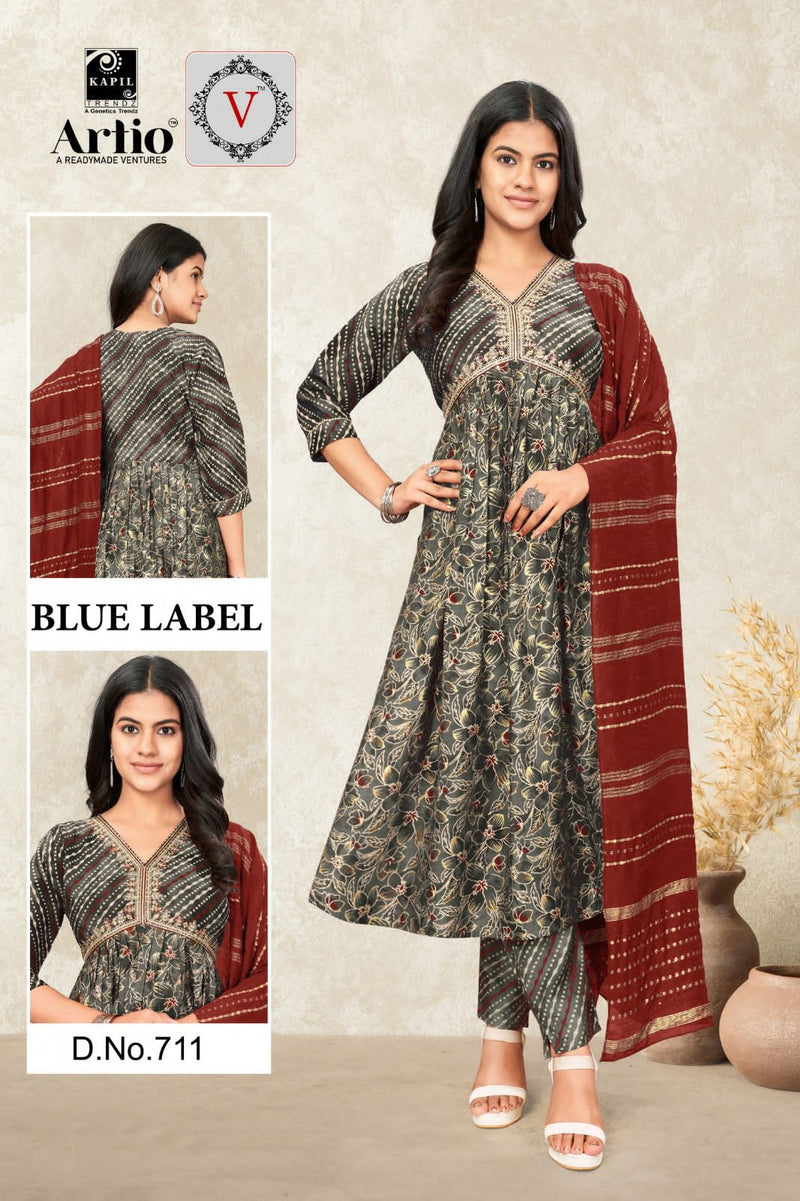 Kapil Trendz Blue Lable Modal Print With Fancy Work Alia Pattern Kurti Combo Set