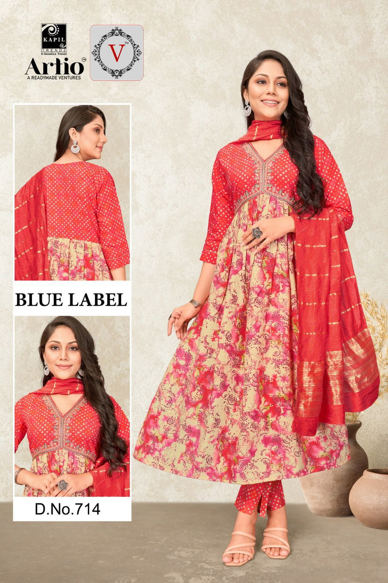 Kapil Trendz Blue Lable Modal Print With Fancy Work Alia Pattern Kurti Combo Set