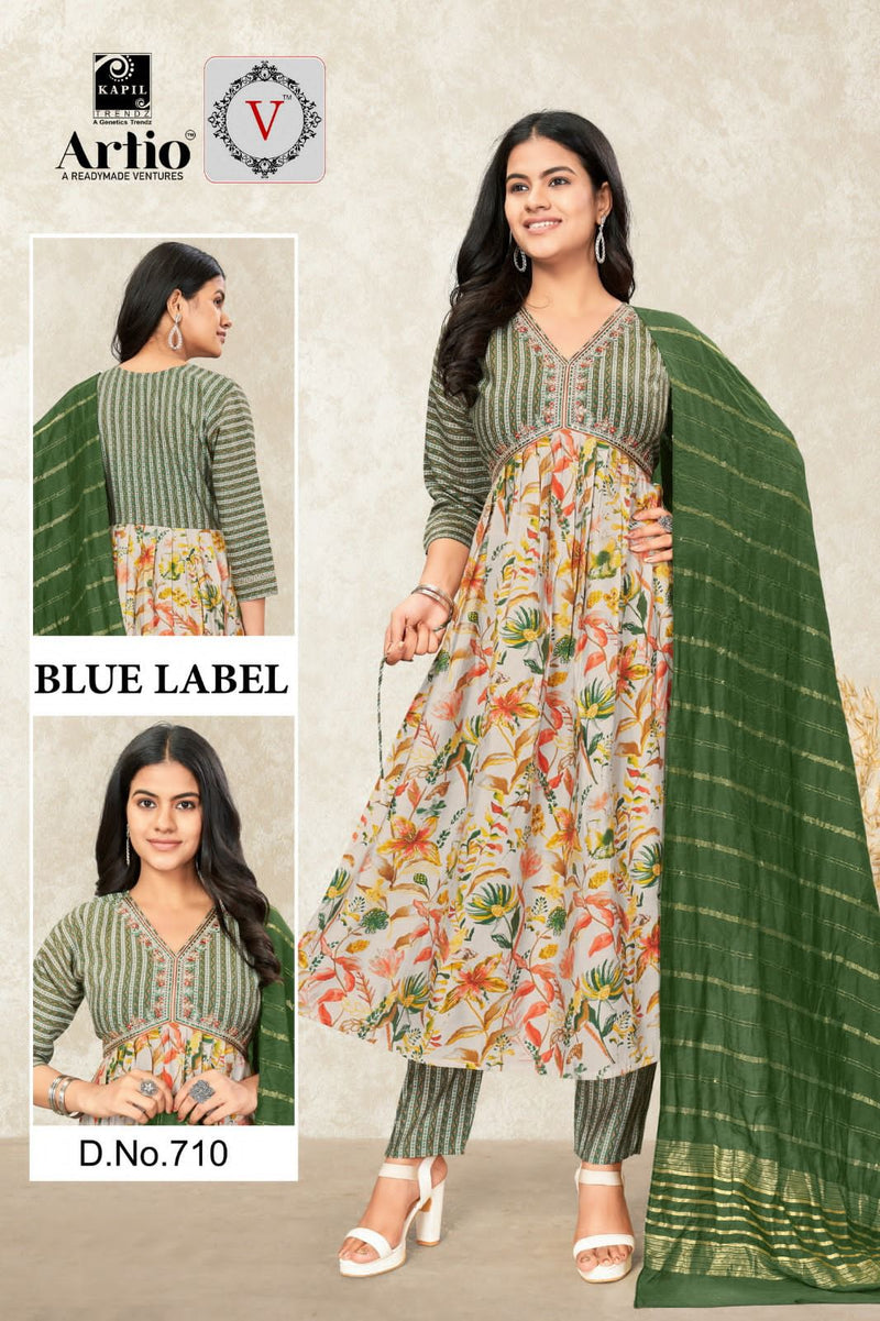 Kapil Trendz Blue Lable Modal Print With Fancy Work Alia Pattern Kurti Combo Set