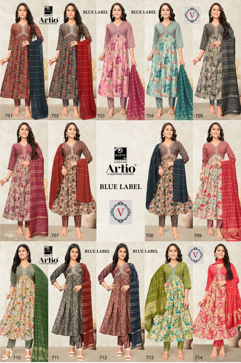 Kapil Trendz Blue Lable Modal Print With Fancy Work Alia Pattern Kurti Combo Set