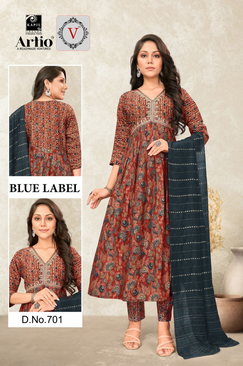 Kapil Trendz Blue Lable Modal Print With Fancy Work Alia Pattern Kurti Combo Set
