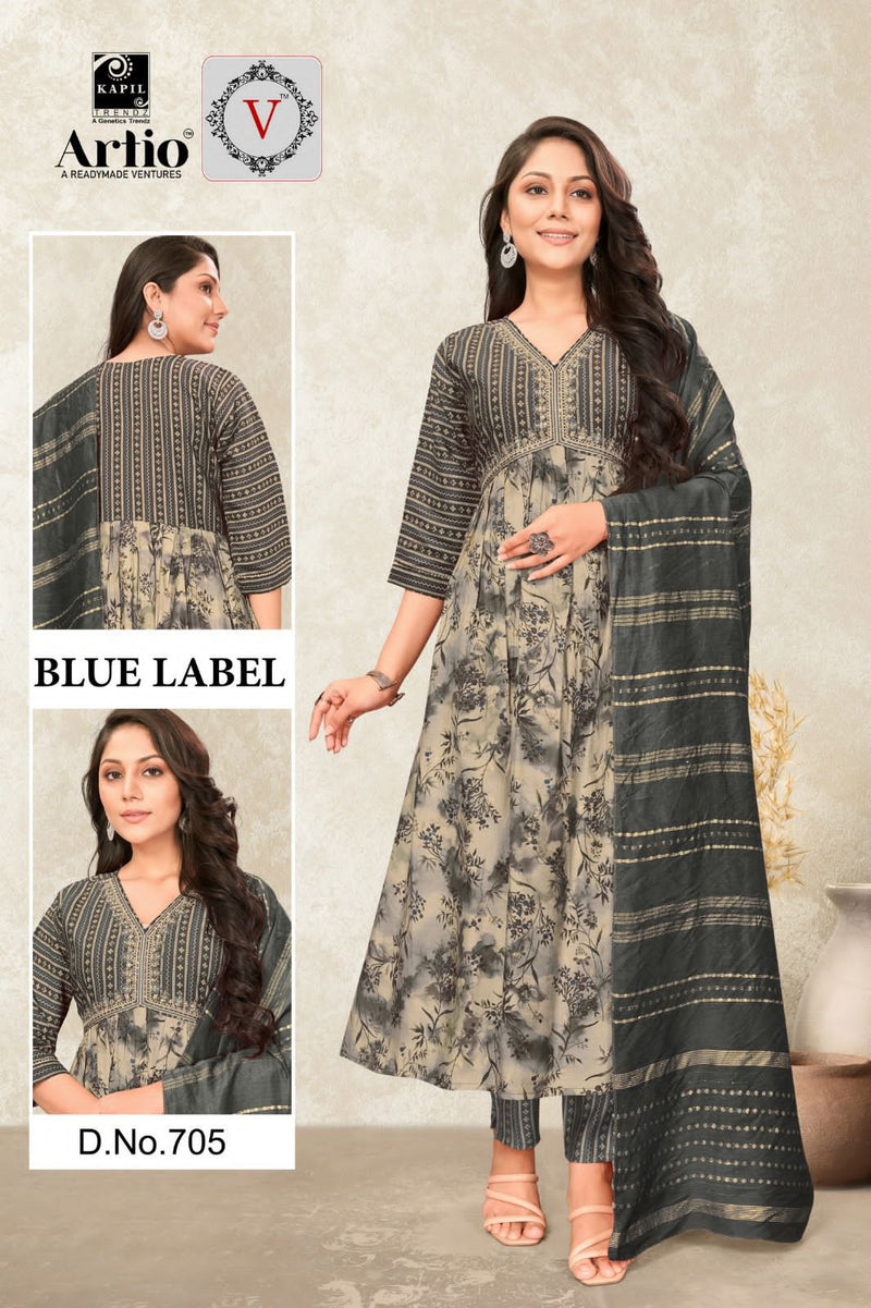 Kapil Trendz Blue Lable Modal Print With Fancy Work Alia Pattern Kurti Combo Set
