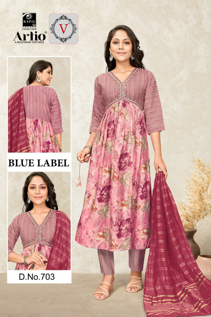 Kapil Trendz Blue Lable Modal Print With Fancy Work Alia Pattern Kurti Combo Set