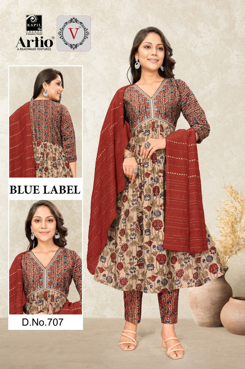 Kapil Trendz Blue Lable Modal Print With Fancy Work Alia Pattern Kurti Combo Set