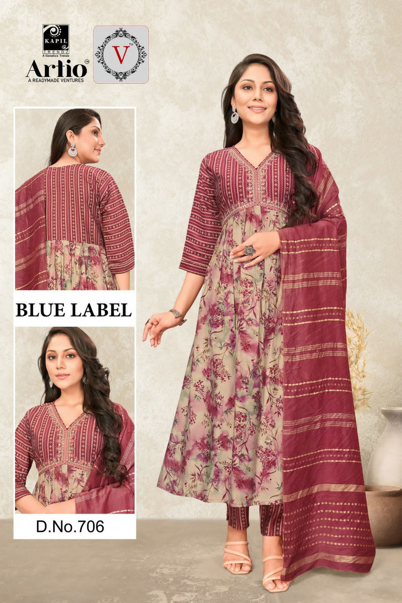 Kapil Trendz Blue Lable Modal Print With Fancy Work Alia Pattern Kurti Combo Set