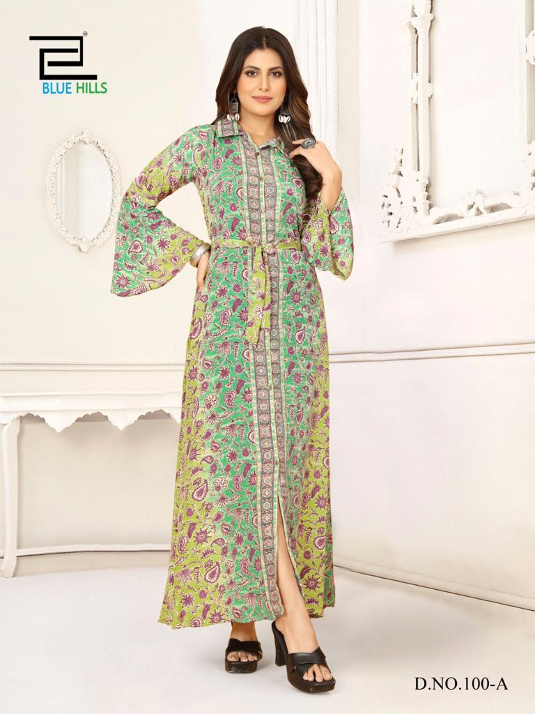 Blue Hills Boho Vol 3 Crepe Heavy Printed Long Kurti Collection