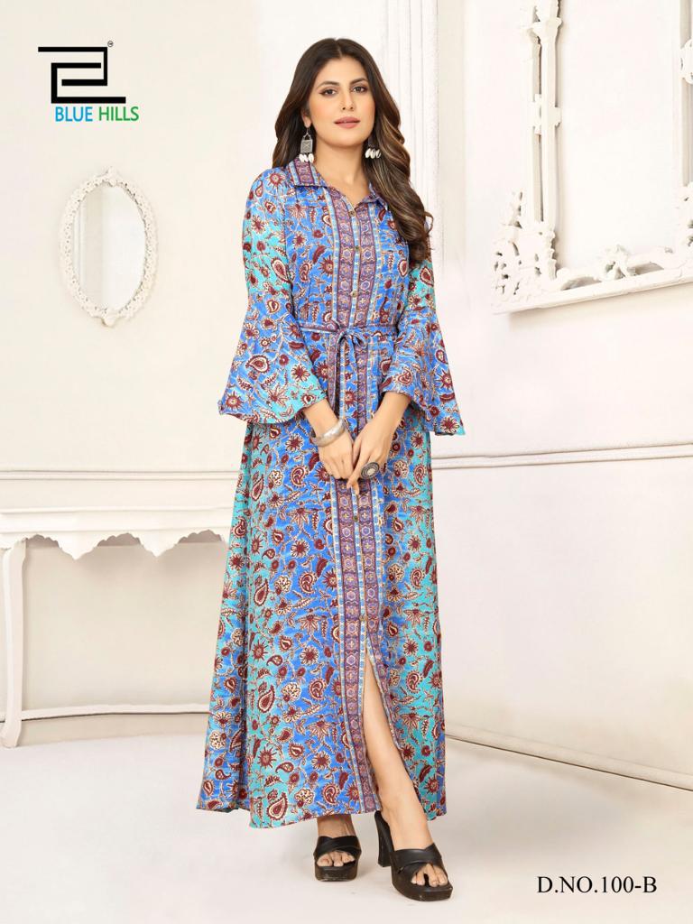 Blue Hills Boho Vol 3 Crepe Heavy Printed Long Kurti Collection