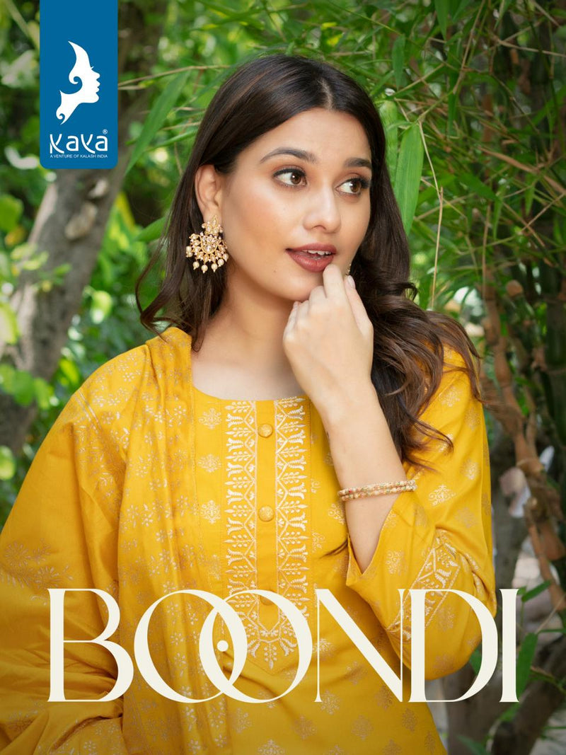 Kaya Boondi Rayon Gold Print Designer Fancy Kurti Combo Set