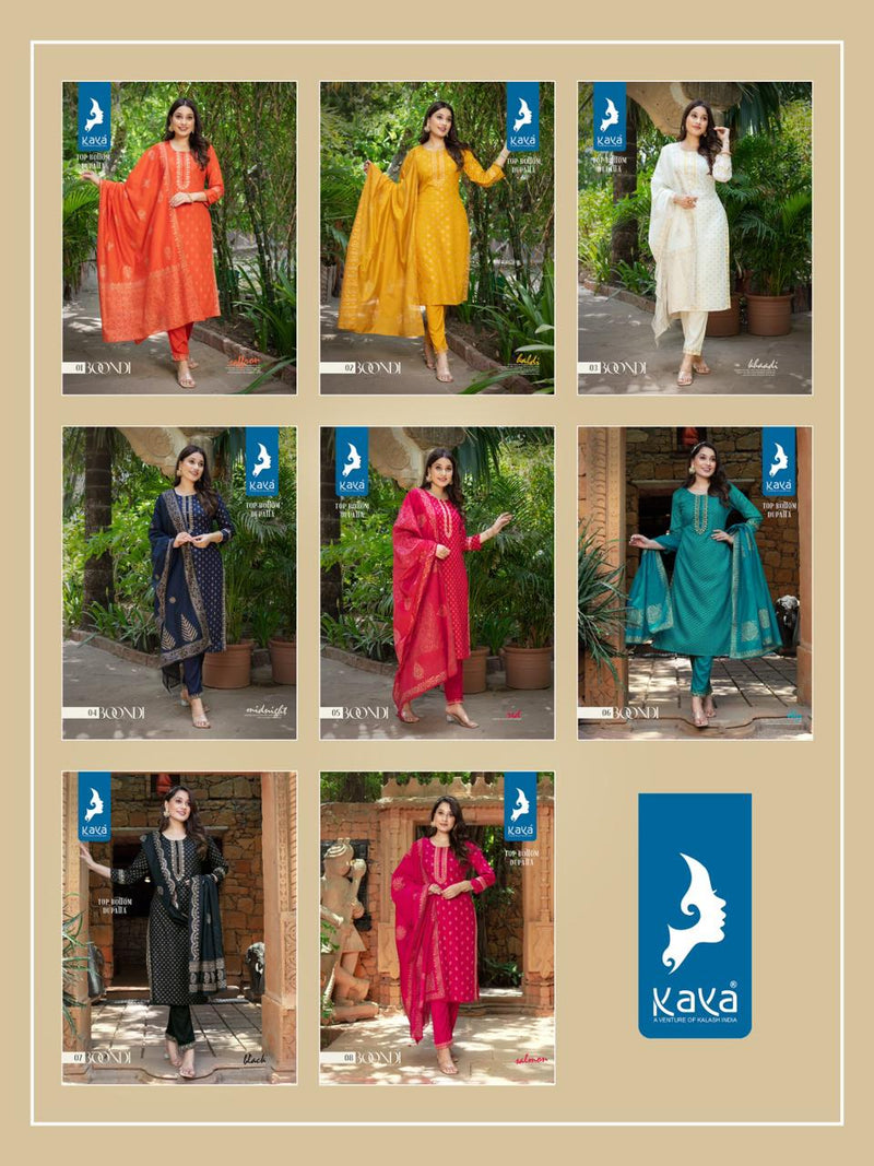 Kaya Boondi Rayon Gold Print Designer Fancy Kurti Combo Set