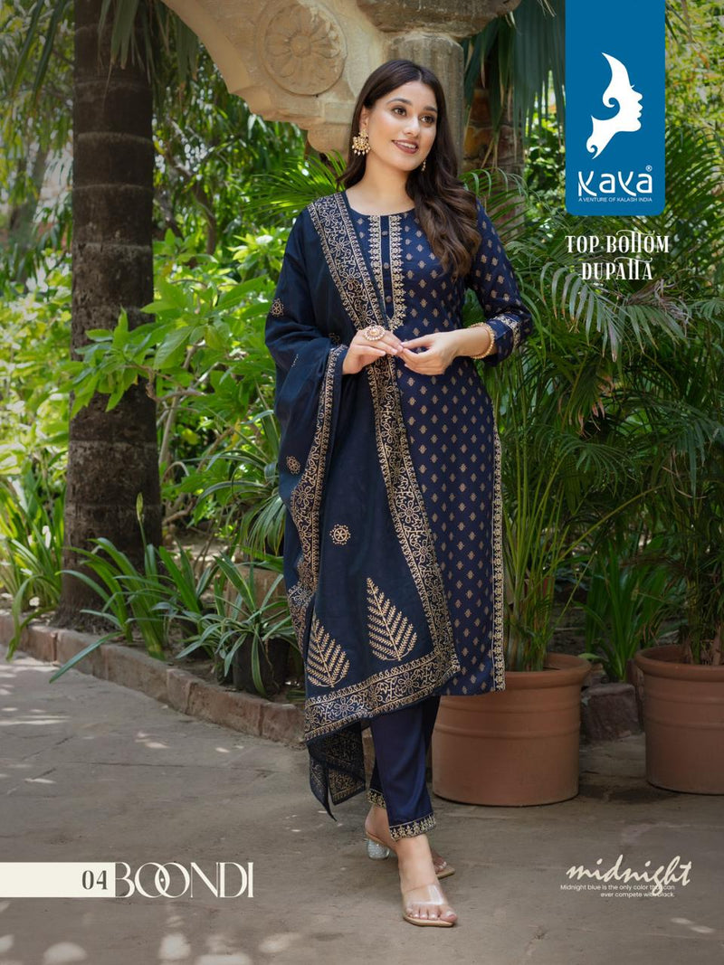 Kaya Boondi Rayon Gold Print Designer Fancy Kurti Combo Set