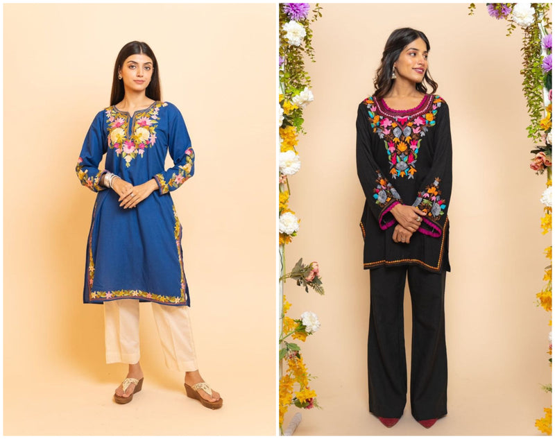 Bp 9277 Viscose With Embroidery Work Designer Fancy Short Kurti With Pant