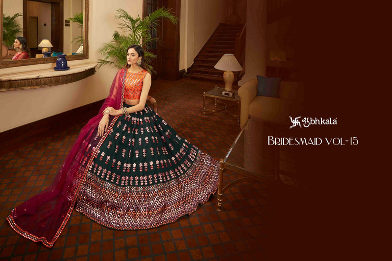 Shubhkala Bridesmaid Vol 15 Georgette Embroidered Heavy Look Lehnga Choli