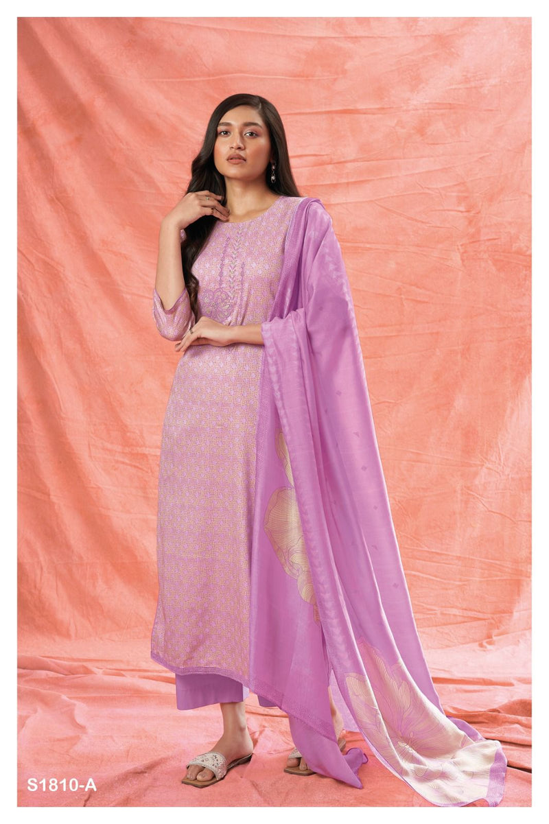 Ganga Bright 1810 Silk Cotton Printed With Embroidery Work Suits